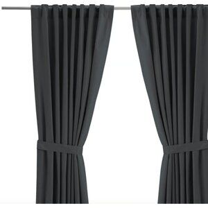 NIP Ikea RITVA Curtains  Minimalist MCM Panel Set of 2 Charcoal Gray 57x98"